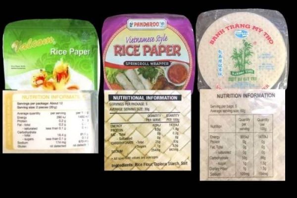 Nutrition facts rice paper