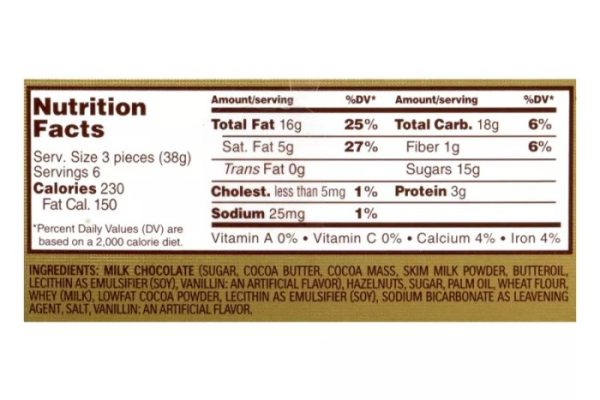 Ferrero rocher nutrition facts